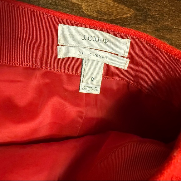 J. Crew NWOT Red 100% Wool Pencil Skirt Classic No. 2 Career Office Midi Vented - Picture 6 of 15